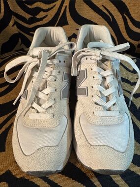 New Balance Off-White Suede & Mesh Sneakers